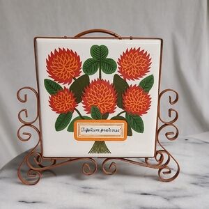 Vintage Napcoware Metal Ceramic Tile Napkin Holder